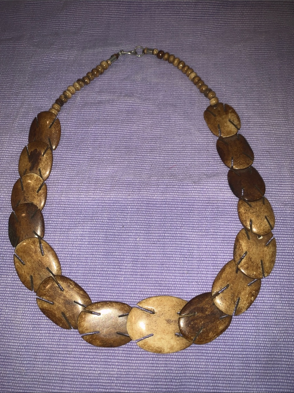 Vintage Handcrafted Wooden Disc Necklace
